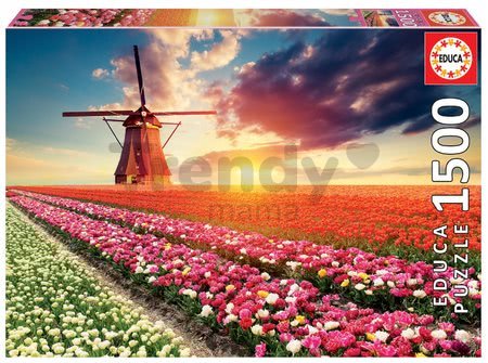 Puzzle Tulips Landscape Educa 1500 dielov a Fix lepidlo od 11 rokov