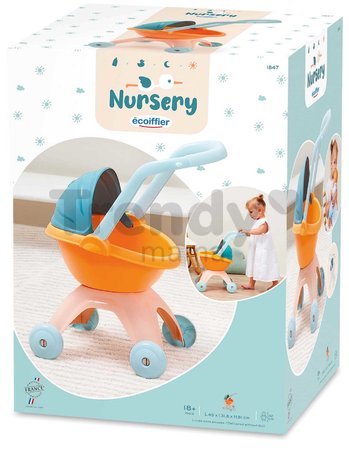 Kočík hlboký Baby Pram Vert Azur Écoiffier pre 30 cm bábiku od 18 mes