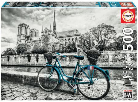 Puzzle Bike near Notre Dame Black&White Educa 500 dielov a Fix lepidlo od 11 rokov