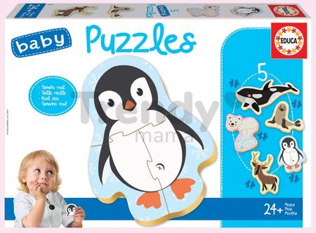 Puzzle pre najmenších Baby 5 Educa - Zvieratká Severného pólu od 24 mes