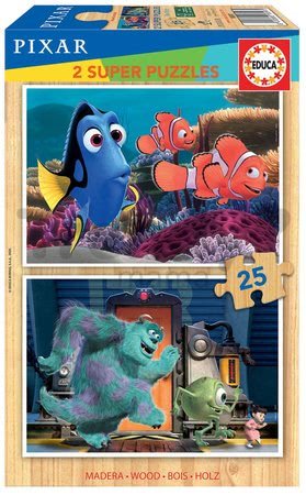 Drevené puzzle Pixar Disney Educa 2x25 dielov