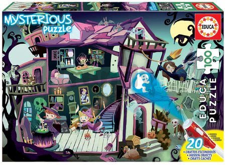 Puzzle Mysterious Ghost House Educa 100 dielov - svetielkujúce strašidlá pri lampe od 6 rokov