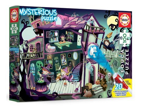 Puzzle Mysterious Ghost House Educa 100 dielov - svetielkujúce strašidlá pri lampe od 6 rokov