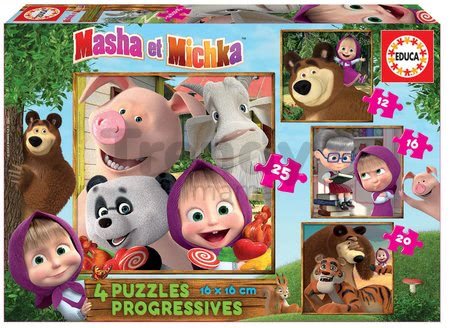 Puzzle Masha and the Bear Progressive 4v1 Educa 12-16-20-25 dielov