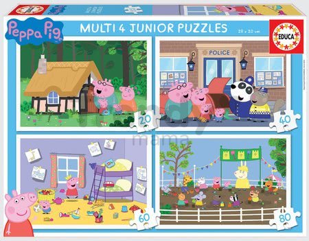 Puzzle Peppa Pig Multi 4 Junior Educa 20-40-60-80 dielov od 4 rokov