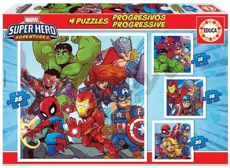 Puzzle Marvel Super Heroe Adventures Progressive 4v1 Educa 12-16-20-25 dielov