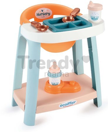 Jedálenská stolička Baby High Chair Vert Azur Écoiffier s doplnkami pre 30 cm bábiku od 18 mes