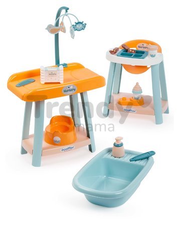 Opatrovateľská sada pre bábiku Nursery 3v1 Écoiffier prebaľovací stolík jedálenská stolička a vanička s nočníkom od 18 mes