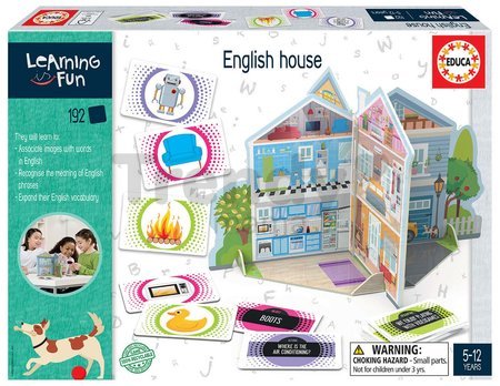 Náučná hra pre najmenších English House Educa Učíme sa výbavu rodinného domu v angličtine s obrázkami 192 dielov od 5-12 rokov