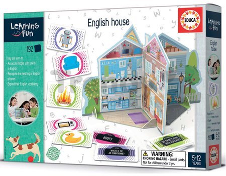 Náučná hra pre najmenších English House Educa Učíme sa výbavu rodinného domu v angličtine s obrázkami 192 dielov od 5-12 rokov