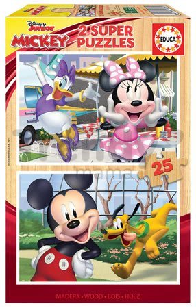 Drevené puzzle Mickey&Friends Educa 2x25 dielov od 4 rokov