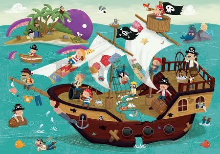 Puzzle pirátska loď Detectives Pirates Boat Educa hľadaj 30 predmetov 50 dielne od 4 rokov