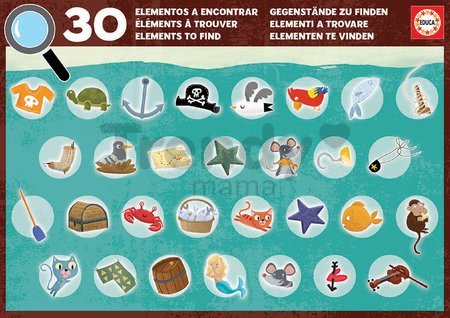 Puzzle pirátska loď Detectives Pirates Boat Educa hľadaj 30 predmetov 50 dielne od 4 rokov