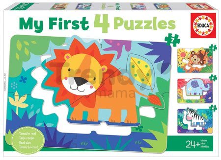 Puzzle pre najmenších My Jungle Animals Progressive Educa zvieratká v džungli 5-6-7-8 dielov od 24 mes