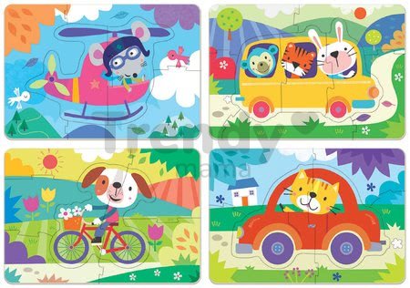 Puzzle pre najmenších My Vehicles Progressive Educa autíčka so zvieratkami 5-6-7-8 dielov od 24 mes