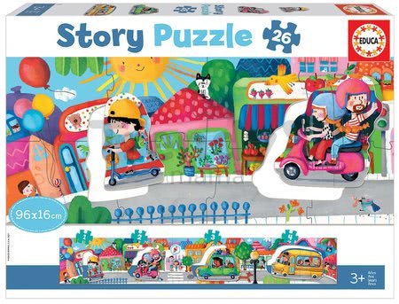 Puzzle pre najmenších Story Vehicles in the City Educa rozprávka Cestujeme po meste 26 dielov