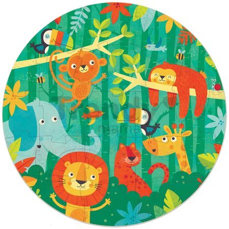 Puzzle pre najmenších okrúhle The Jungle Round Educa zvieratká v džungli 28 dielov 48 cm priemer