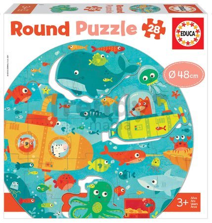 Puzzle pre najmenších okrúhle Under the Sea Round Educa zvieratká v mori 28 dielov 48 cm priemer