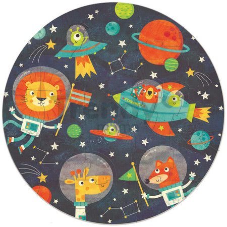 Puzzle pre najmenších okrúhle The Space Round Educa zvieratká vo vesmíre 28 dielov 48 cm priemer