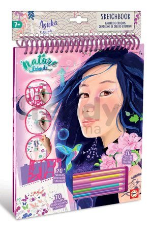 Kreatívne tvorenie Nature Friends Sketchbook Asuka Art Educa šípková princezná vymaľovanie s farbičkami od 7 rokov