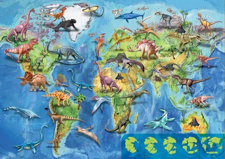 Puzzle mapa sveta Dinosaurs World Map Educa 150 dielov od 7 rokov