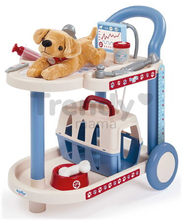 Veterinársky vozík s plyšovým psíkom Veterinary Trolley Écoiffier s boxom 14 doplnkov od 18 mes