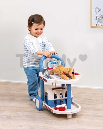 Veterinársky vozík s plyšovým psíkom Veterinary Trolley Écoiffier s boxom 14 doplnkov od 18 mes