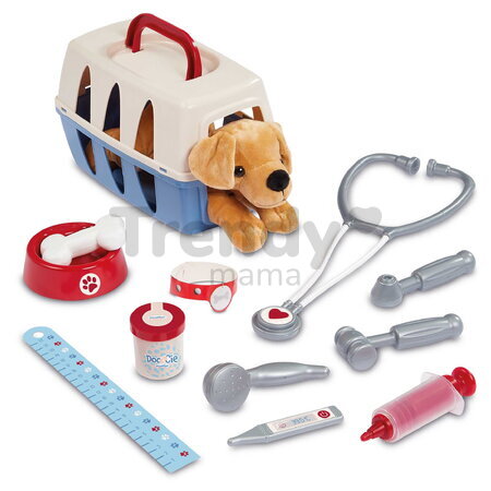 Veterinársky vozík s plyšovým psíkom Veterinary Trolley Écoiffier s boxom 14 doplnkov od 18 mes