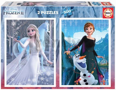 Puzzle Frozen Educa 2x500 dielov a lepidlo Fix od 11 rokov