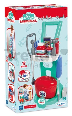 Lekársky vozík s kufríkom Medical Trolley Écoiffier s 12 zdravotníckymi doplnkami od 18 mes