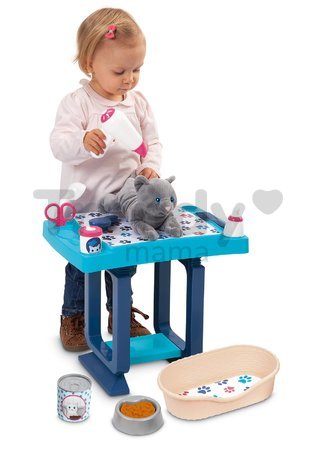 Opatrovateľský kútik pre mačičku Cat Care and Grooming Écoiffier s pelechom a 9 doplnkami od 18 mes
