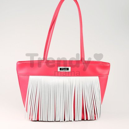 Elegantná kabelka z PVC Kbas so strapcami fuksiová