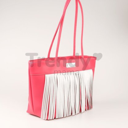 Elegantná kabelka z PVC Kbas so strapcami fuksiová