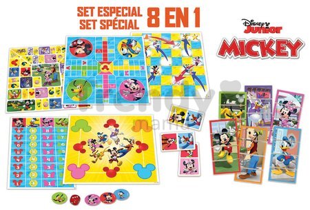 Spoločenské hry Mickey and his Friends Disney 8v1 Special set Educa od 4 rokov v anglickom, francúzskom, španielskom a portugalskom jazyku