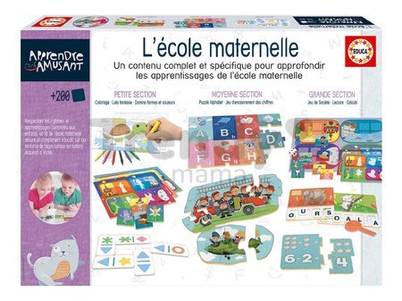 Náučná hra Kit École Maternelle Educa Učíme sa farby čísla písmenká s obrázkami 200 dielov vo francúzštine