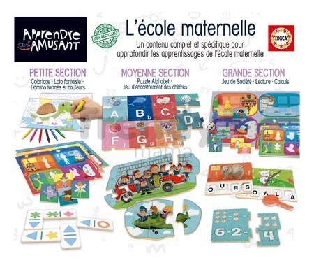 Náučná hra Kit École Maternelle Educa Učíme sa farby čísla písmenká s obrázkami 200 dielov vo francúzštine