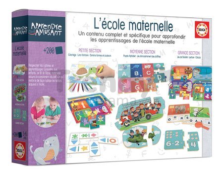 Náučná hra Kit École Maternelle Educa Učíme sa farby čísla písmenká s obrázkami 200 dielov vo francúzštine