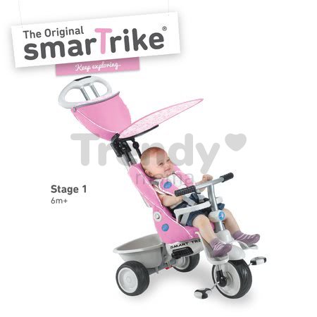 Trojkolka Recliner 4v1 smarTrike s polohovateľnou opierkou cyklámenovo-šedá od 6 mes