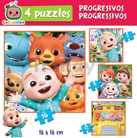 Puzzle Cocomelon Progressive 4v1 Educa 6-9-12-16 dielov od 4 rokov