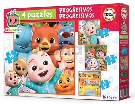 Puzzle Cocomelon Progressive 4v1 Educa 6-9-12-16 dielov od 4 rokov