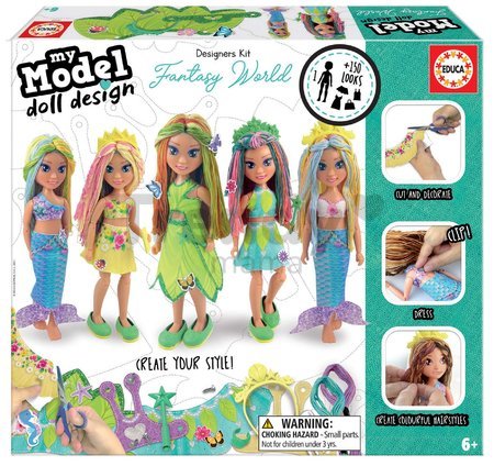 Kreatívne tvorenie Design Your Doll Fantasy World Educa vyrob si vlastné rozprávkové bábiky 5 modelov od 6 rokov