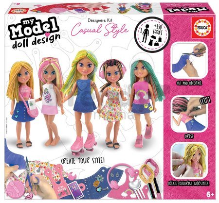 Kreatívne tvorenie Design Your Doll Casual Style Educa vyrob si vlastné mestské bábiky 5 modelov od 6 rokov