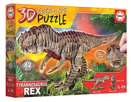 Puzzle dinosaurus Tyrannosaurus Rex 3D Creature Educa dĺžka 61 cm 82 dielov od 6 rokov