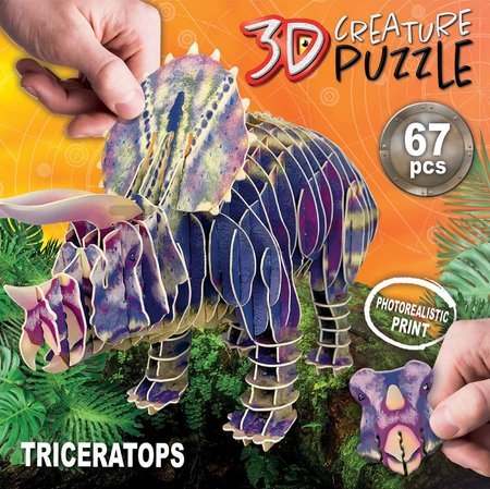 Puzzle dinosaurus Triceratops 3D Creature Educa dĺžka 43 cm 67 dielov od 6 rokov