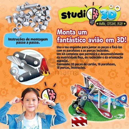 Puzzle dopravné prostriedky Airplane 3D Studio Educa s plastovými šróbmi od 5 rokov