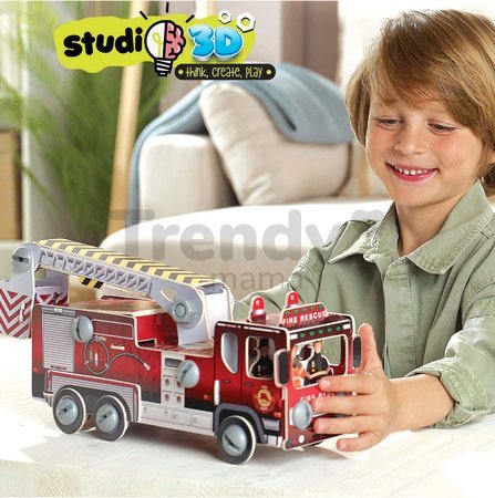 Puzzle dopravné prostriedky Firemen's Truck 3D Studio Educa s plastovými šróbmi od 5 rokov