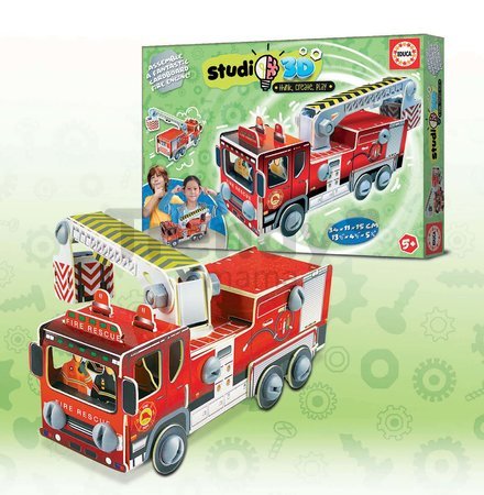 Puzzle dopravné prostriedky Firemen's Truck 3D Studio Educa s plastovými šróbmi od 5 rokov