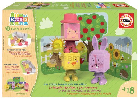 Skladačka Kiubis 3D Blocks & Stories The Little Farmer and the Apples Educa 3 figúrky od 24 mes