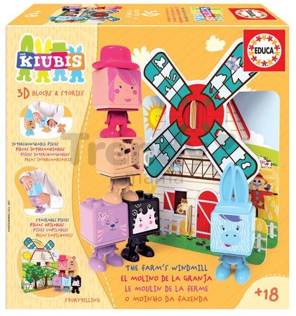 Skladačka Kiubis 3D Blocks & Stories The Farm´s Windmill Educa 5 figúrok a veterný mlyn od 24 mes