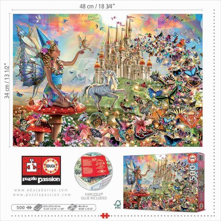 Puzzle Fairy & Butterflies Educa 500 dielov a Fix lepidlo